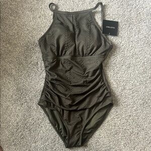 NWT Ellen Tracy Olive Green One-Piece Swimsuit